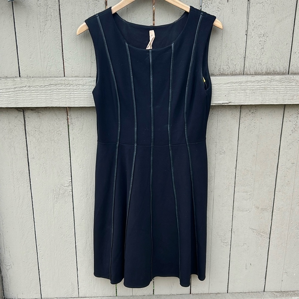 Anthropologie Bailey 44 Little Black Dress With Faux Leather Details Cocktail M